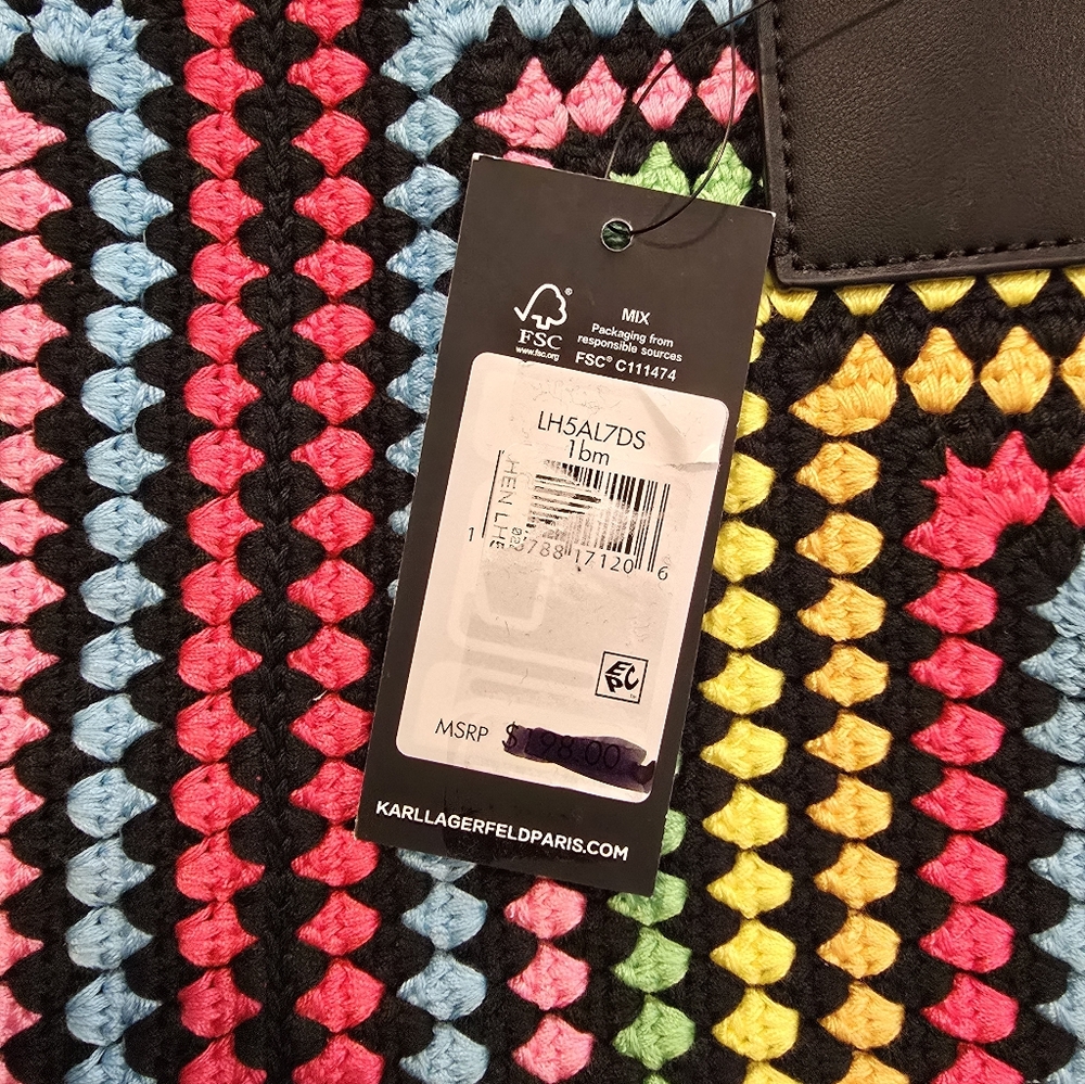 Karl Lagerfeld Henriette multi-colored crochet tote - Picture 3 of 5